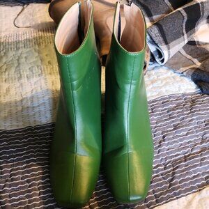 Green Leather Ankle Boots